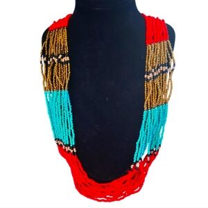 EUC Beautiful multi strand multi color statement necklace